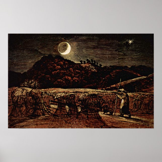 Samuel Palmer - kornfield i månljuset Poster (Framsidan)