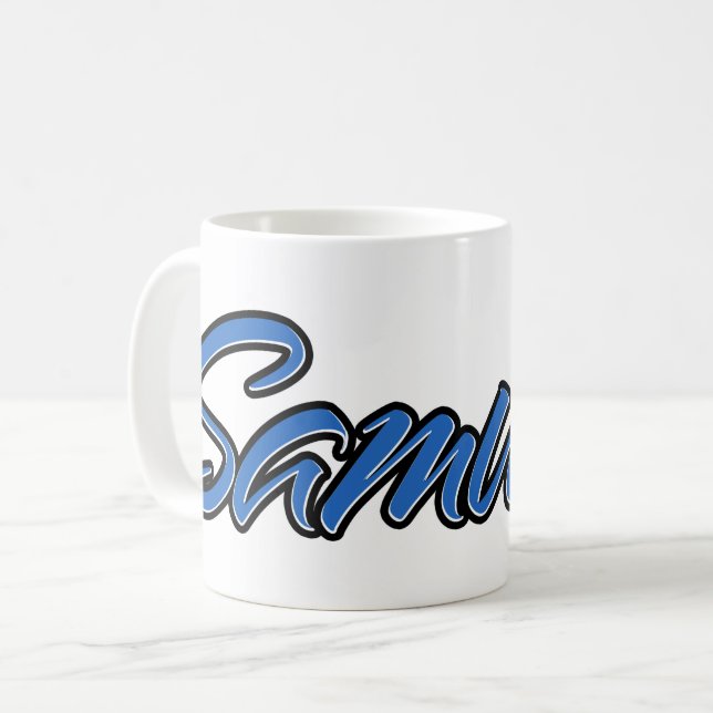 Samuel Vorname Name blue Tasse Kaffeetasse Kaffemugg (Framsida vänster)