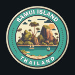 Samui Island Thailand Travel Art Badge Magnet<br><div class="desc">Ko Samui-öns vektorkonst. Ko Samui,  Thailands näst största ö,  ljuger i Thailand Bukt utanför Kra Isthmus kusten vid öster.</div>