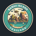 Samui Island Thailand Travel Art Badge Magnet<br><div class="desc">Ko Samui-öns vektorkonst. Ko Samui,  Thailands näst största ö,  ljuger i Thailand Bukt utanför Kra Isthmus kusten vid öster.</div>