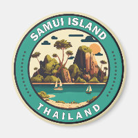 Samui Island Thailand Travel Art Badge