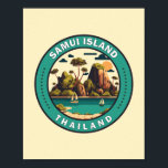 Samui Island Thailand Travel Art Badge Poster<br><div class="desc">Ko Samui-öns vektorkonst. Ko Samui,  Thailands näst största ö,  ljuger i Thailand Bukt utanför Kra Isthmus kusten vid öster.</div>
