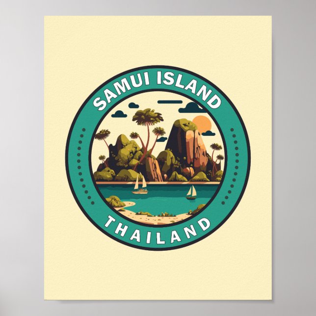Samui Island Thailand Travel Art Badge Poster (Framsidan)