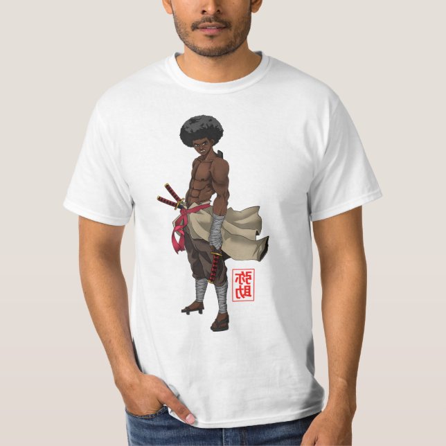 Samurai Afro Black Yasuke Sengoku Warrior Ronin An T Shirt (Framsida)