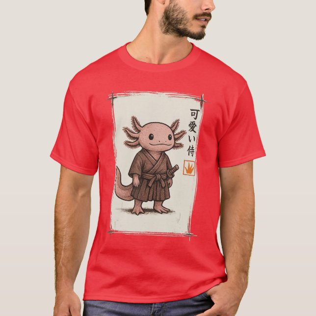 Samurai Aolotl Japanese Art Anime Funny Gifts Men  T Shirt (Framsida)