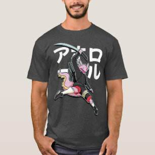 Samurai Aolotl Tecknad Funny T Shirt