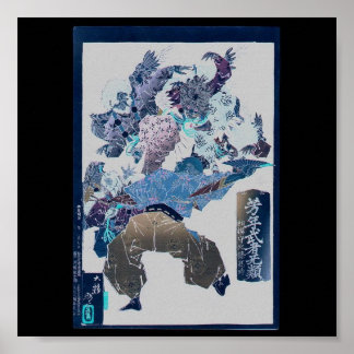 Samurai attackerad av Tengu, Circa 1883 Poster
