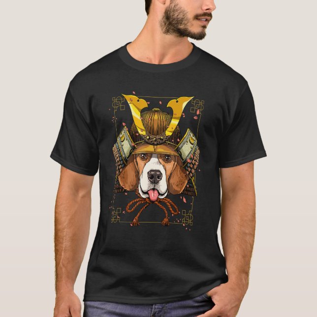 Samurai Beagle Dog Japanese Warrior Bushido Japane T Shirt (Framsida)