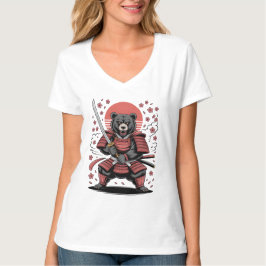 Samurai Bear Dam V-ringad t-shirt