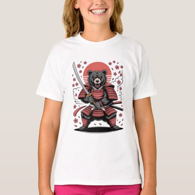 Samurai Bear  Kids Basic T-Shirt (Framsida)