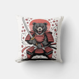Samurai Bear Throw Pillow 16" x 16" Kudde
