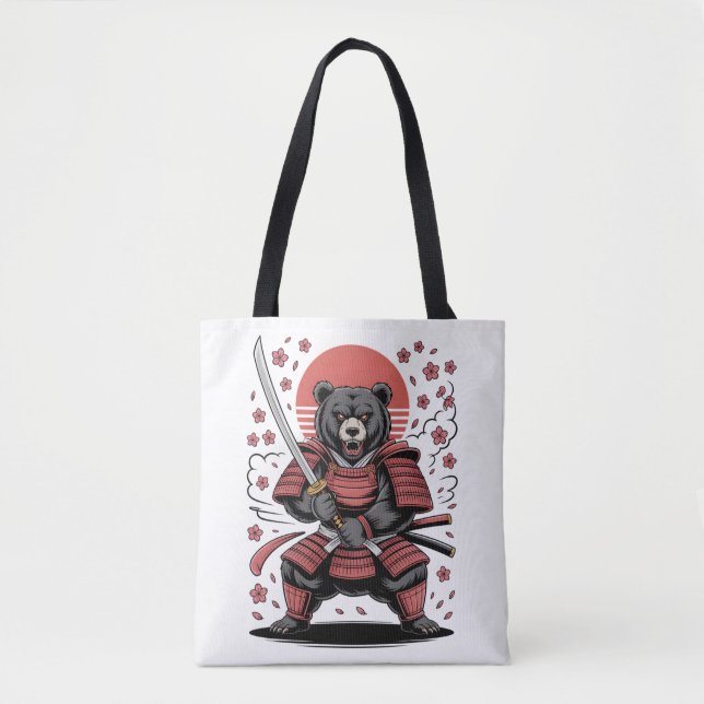 Samurai Bear Tote Bag Tygkasse (Framsida)