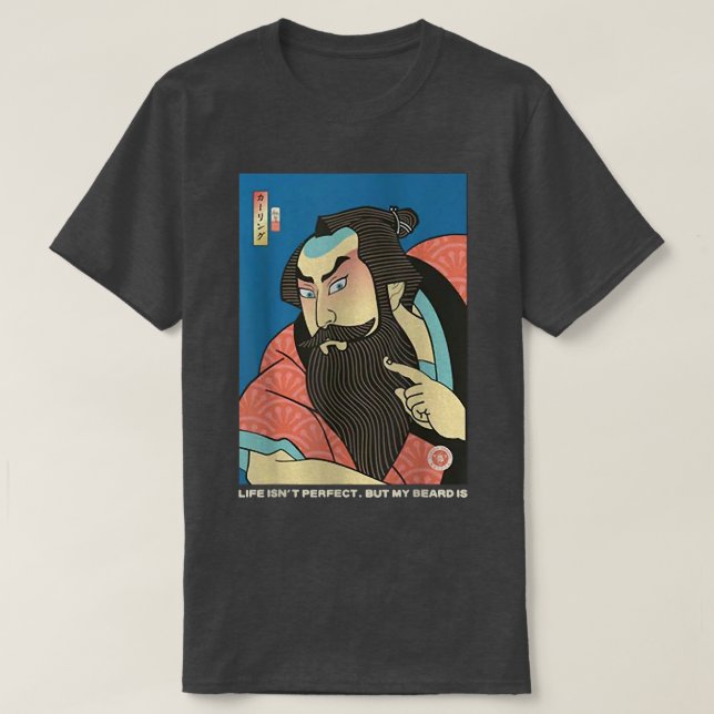 Samurai & Beard Ukiyoe Japanska Warrior Älskare (2 T Shirt (Design framsida)