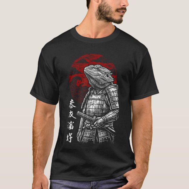 Samurai Bearded Dragon Japanese Warrior Japan T Shirt (Framsida)