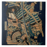SAMURAI BEKÄMPAR MED KATANA SWORD FRÅN Hokusai Kakelplatta<br><div class="desc">Samurai Combat with Katana Swords by Hokusai (1760-1849)</div>