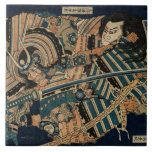 SAMURAI BEKÄMPAR MED KATANA SWORD FRÅN Hokusai Kakelplatta<br><div class="desc">Samurai Combat with Katana Swords by Hokusai (1760-1849)</div>