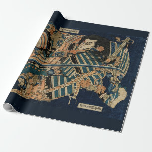 SAMURAI BEKÄMPAR MED KATANA SWORD FRÅN Hokusai Presentpapper