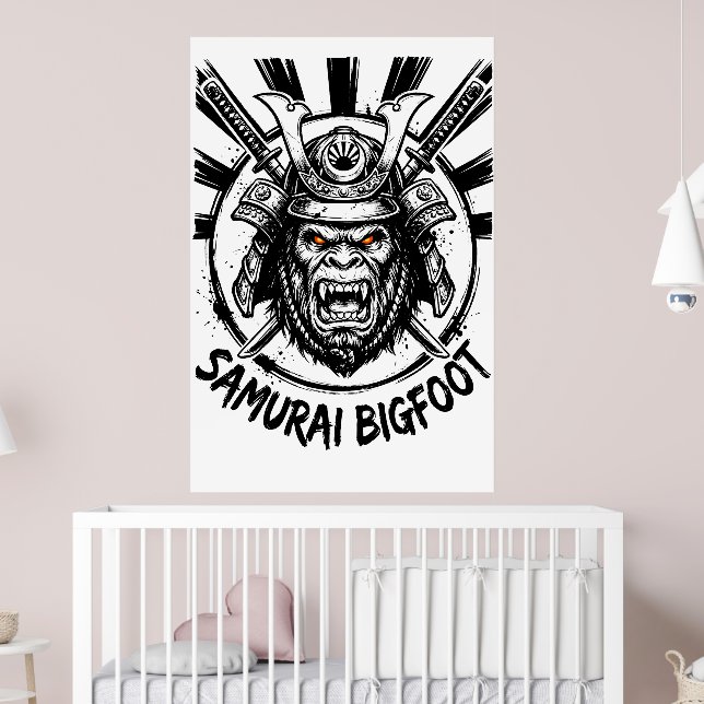 Samurai Bigfoot: Japansk krigare Sasquatch konst Poster (Barnkammare 2)