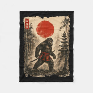 Samurai Bigfoot Japansk Vintage Sasquatch Ukiyo-e Fleecefilt