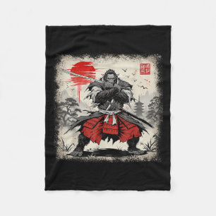 Samurai Bigfoot Japansk Vintage Ukiyo-e Art Warri Fleecefilt
