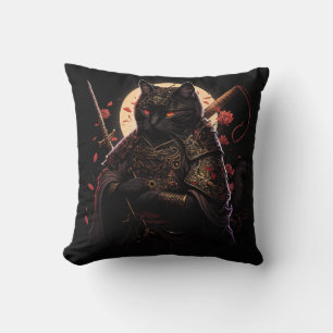 Samurai Black Cat Kudde