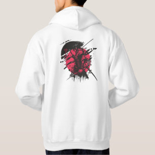Samurai Bläck Hoodie Red&Black Japansk Warrior art