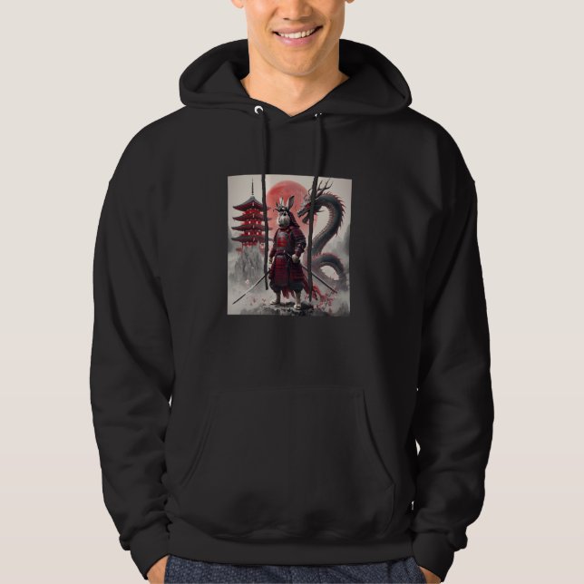 Samurai Bunny Rabbit Warrior japit Ninja Hoodie (Framsida)