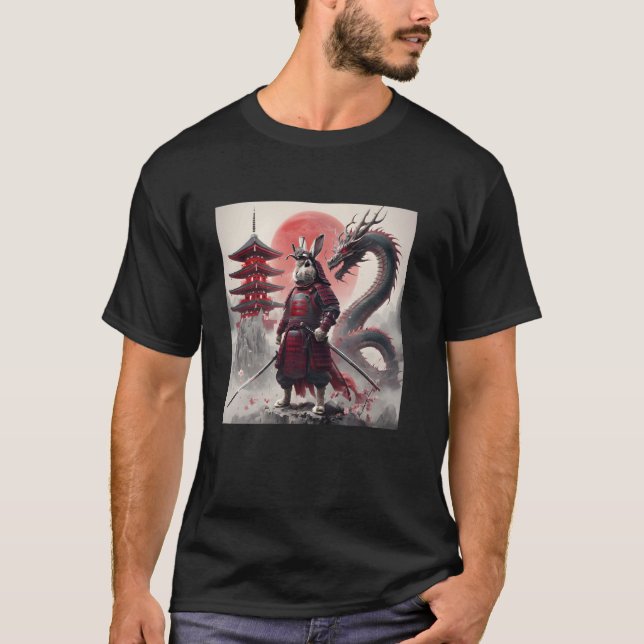 Samurai Bunny Rabbit Warrior japit Ninja T Shirt (Framsida)