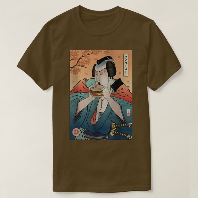 Samurai & Burger Fast Food Ukiyoe (2) T Shirt (Design framsida)