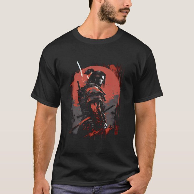 Samurai Bushido Japan Krigare Japansk T Shirt (Framsida)