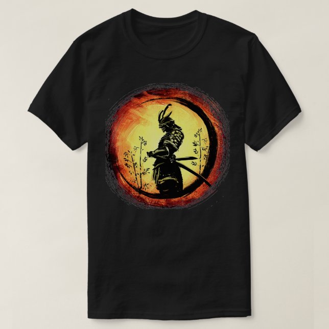 Samurai Bushido Japan Warrior Japansk Retro Art T Shirt (Design framsida)
