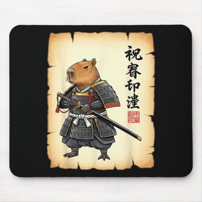 Samurai Capybara Japanese Art Vintage Graphic Funn Musmatta (Framsidan)