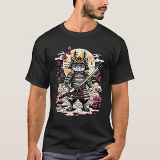 Samurai Cat Anime Kawaii Japanese Warrior Cats Gif T Shirt
