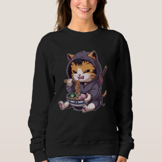 Samurai Cat Eating Ramen Kawaii Ninja Japanese Ani T Shirt