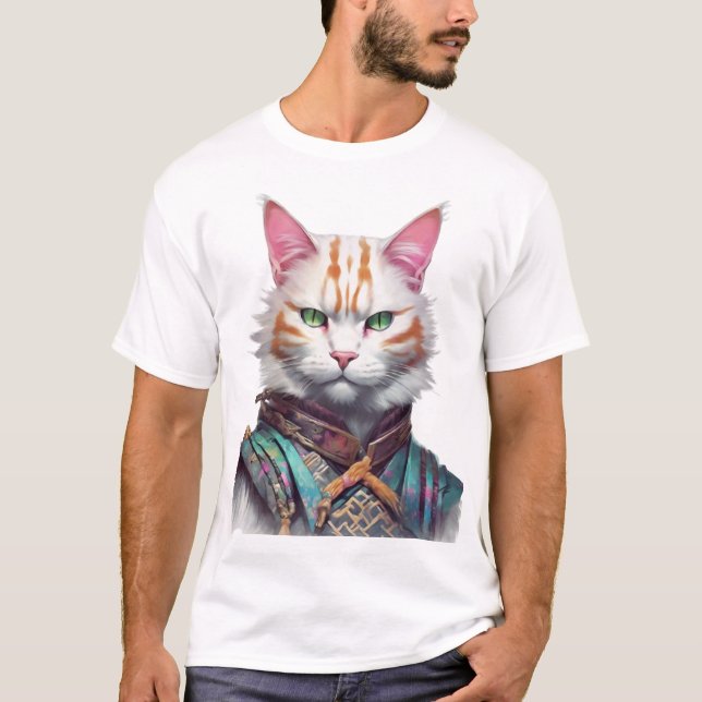 Samurai Cat Guardian T Shirt (Framsida)