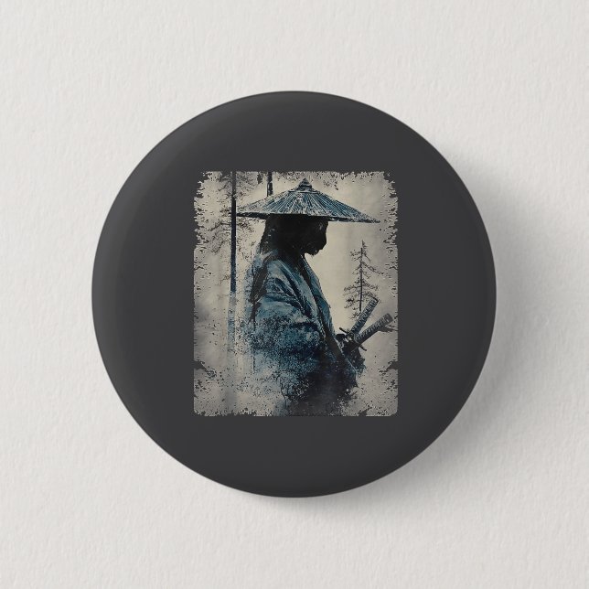 Samurai Cat Japanese Art Anime Men Women Kids Grap Knapp (Framsida)