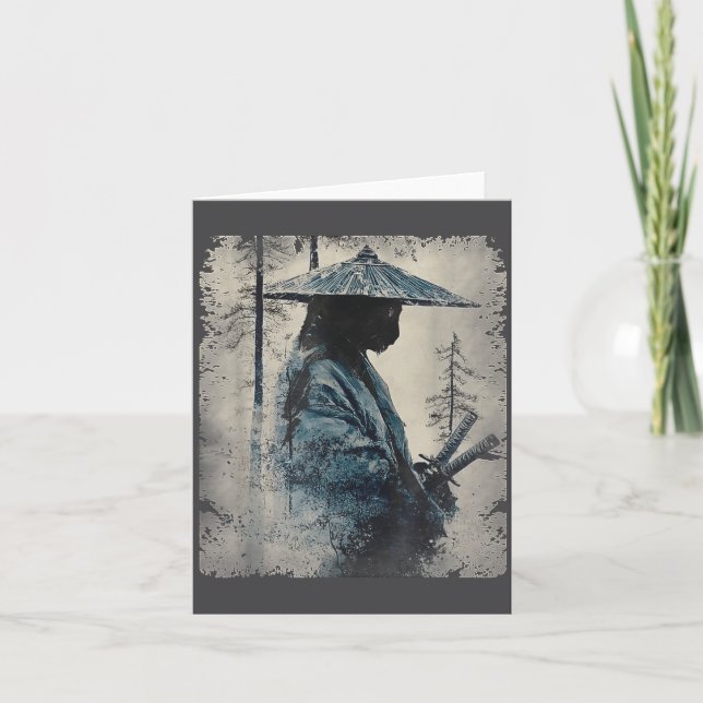 Samurai Cat Japanese Art Anime Men Women Kids Grap Kort (Framsida)