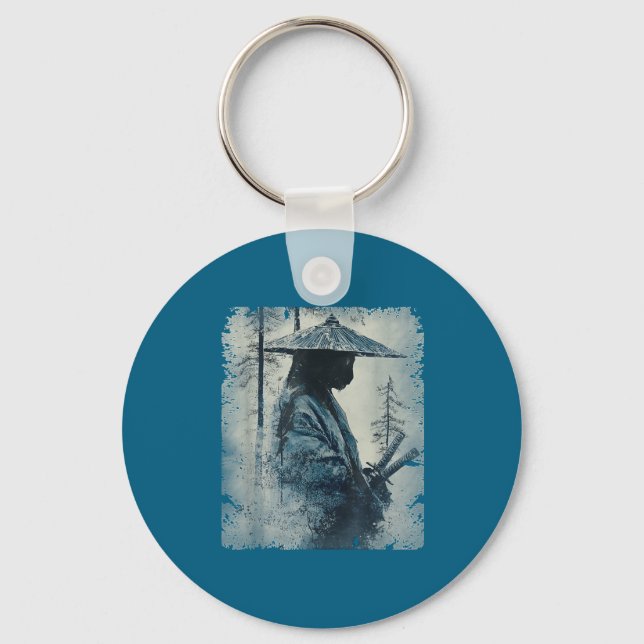 Samurai Cat Japanese Art Anime Men Women Kids Grap Nyckelring (Framsida)