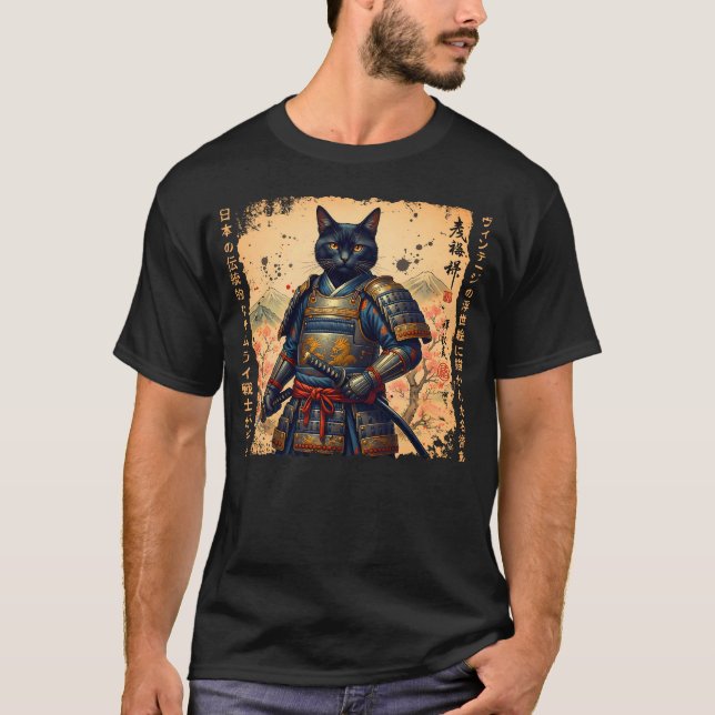 Samurai Cat Japansk cat Warrior animcat Japane T Shirt (Framsida)