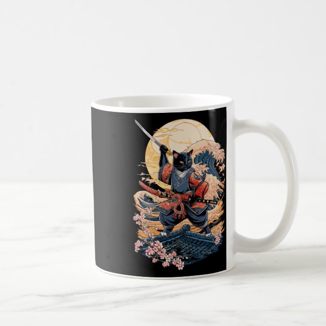Samurai Cat japansk katt Anime Ninja Kaffemugg (Höger)