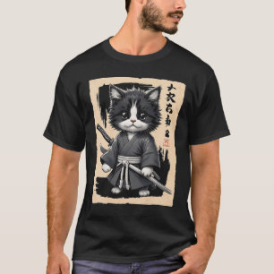 Samurai Cat Japansk Sumi-E Novelty Kawaii Meme Ca T Shirt