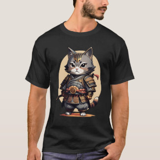 Samurai Cat Japansk Tecknad Cat Funny Cat Art T Shirt