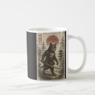 Samurai Cat Japansk Vintage Graphic Ukiyo-e Art F Kaffemugg