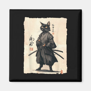 Samurai Cat Japanskt anime Cat Lover Lover Funny F Magnet