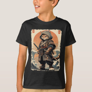 Samurai Cat Katana Fullt Gear Warrior Fighter Japa T Shirt