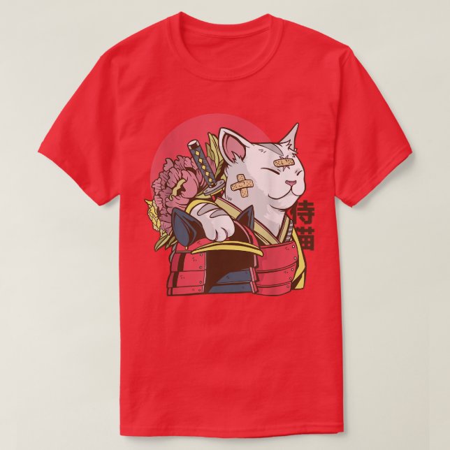 Samurai Cat med Armor Plaster Asian Martial Arts T Shirt (Design framsida)