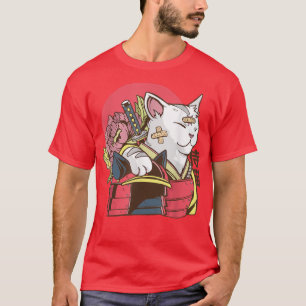 Samurai Cat med Armor Plaster Asian Martial Arts T Shirt