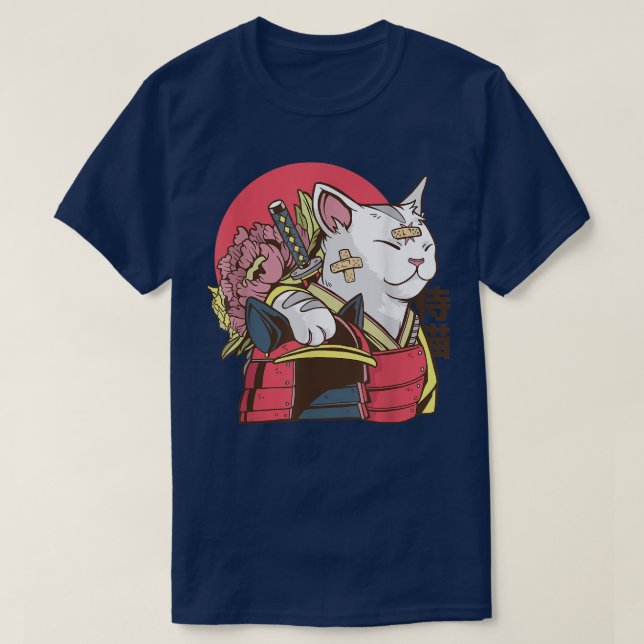 Samurai Cat med Armor Plaster Asian Martial Arts T Shirt (Design framsida)