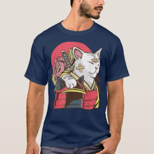Samurai Cat med Armor Plaster Asian Martial Arts T Shirt