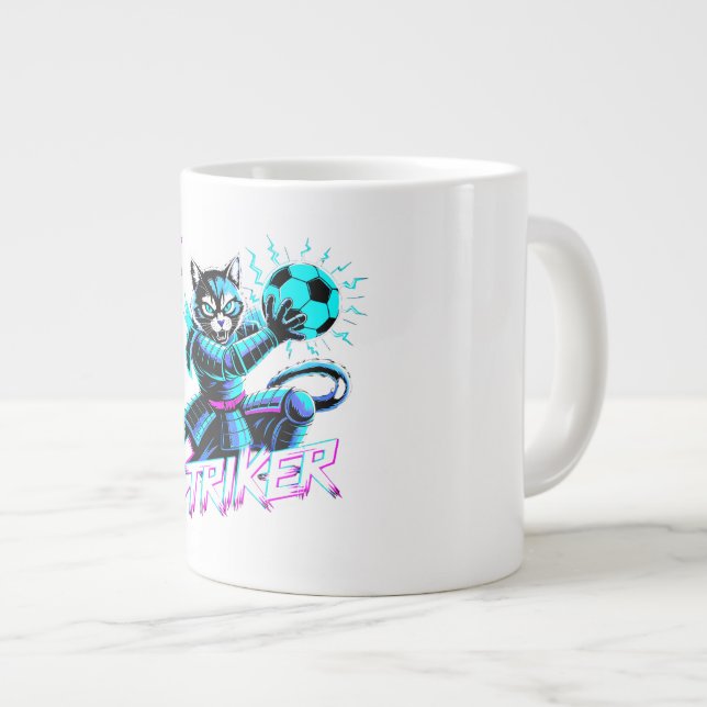 Samurai Cat Striker Mug - For Soccer Fans Jumbo Mugg (Framsida höger)
